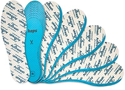 6 Pair Pack Set Actifresh Hygienic Shoe Insoles with Swiss Antibacterial Technology by Sanitized | Made in Europe | Cut to fit | Kaps