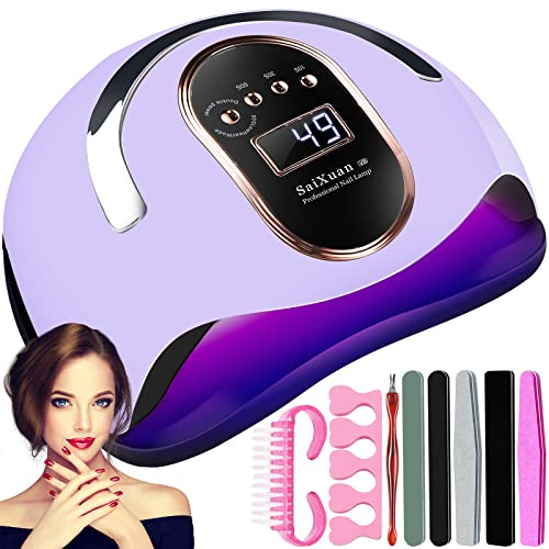 SaiXuan 168W Nageltrockner UV LED Nagellampe Lampe für Nägel, Professionelle Nagellampe mit 4 Timer Einstellungen, mit Maniküre Werkzeuge Anfänger Set,Nagelwerkzeuge für Fingernagel und Zehennagel