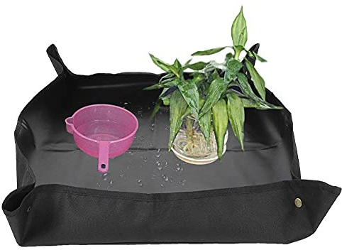 Cikonielf Gartenmatte Oxford Stoffpflanze Sämling Umtopf Tablett für Indoor-Blumentransplantation Betrieb ordentlich Blumenerde(Black)
