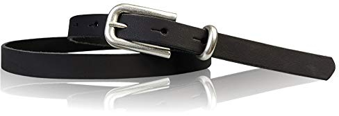 FRONHOFER Damen Ledergürtel Rindsleder 1,5 cm mit matt silberner Dornschnalle 4 cm x 2,5 cm extra flach plastikfrei Made in Germany für Kleider und Cardigans