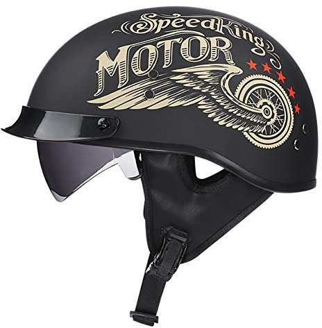 Retro Vintage Casco da Moto Scoop Caschi,Leggero Retro Scooter per Bici da Strada Mezzo Casco da Viaggio per Uomo Donna,ECE casco scodella omologato Mezzo Casco Caschi Cromwell , Occhiali parasole