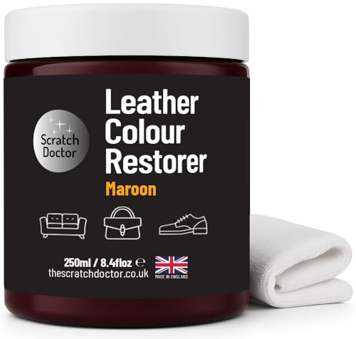 Scratch Doctor - Riparatore di colore in pelle, facile da riparare e ricolorare in pelle sbiadita o usurata, divani, sedie, borse, scarpe, stivali da sella (marrone, 250 ml)