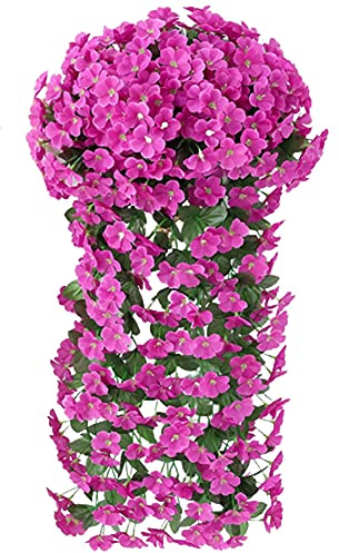 2 flores artificiales, plantas de vid colgantes de violeta artificial, guirnalda colgante de seda, flores de vid para el hogar, pared, jardín, boda, fiesta, decoración