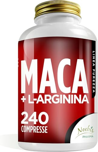 Maca + L-Arginina 240 Compresse confezione singola - 1 Compressa al giorno - Estratto di radice di Maca Peruviana per Tono e Vigore Fisico - Maca Root Forte più Arginina