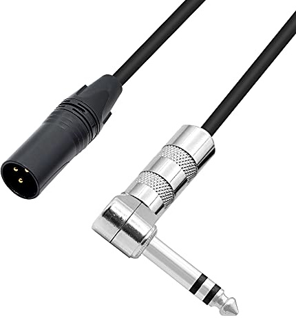 PNGKNYOCN 1/4-Zoll-auf-XLR-Kabel, 90 Grad rechtwinklig, 6,35 mm TRS-Stecker auf XLR-Stecker, Stereo-Audio-Mikrofonkabel für Lautsprecher, Bühne, DJ und mehr (2)