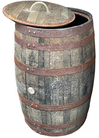 Temesso Originales schottisches Whiskyfass als Regentonne, Eichenfass, Holzfass, Whiskey Fass 190 Liter (190 L + Deckel)