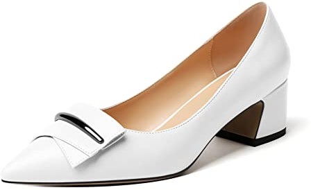 Elashe Escarpins Soiree Femme Chic Petit Talon Pumps Classique 2'' Petit Talon Chaussure Matt Blanc EU37