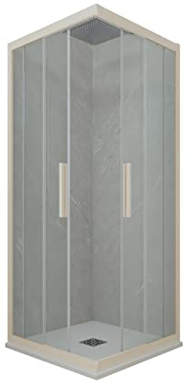 Box doccia angolare scorrevole mod. 70 x 120 cm in PVC champagne H 200 vetro trasparente Kolors