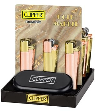 Weedness 1 x Encendedor Clipper Edición Especial Mármol Dorado - Encendedor Clipper Gas Limitado Encendedor Bong Encendedor Pipa Encendedor Desechable Pipa