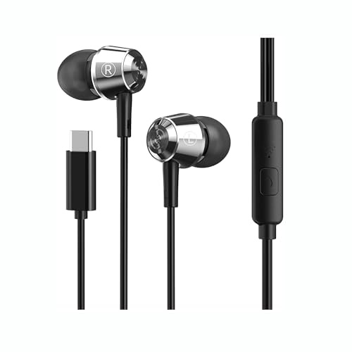 HAPPYAUDIO USB C Kopfhörer In Ear Kopfhörer Kabel HiFi Stereo Ohrhörer mit Mikrofon - Kompatibel mit den Meisten mit Typ C Ausgestatteten Geräten auf dem Markt