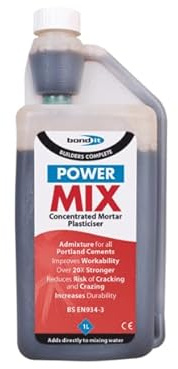 Bond It Power Mix Concentrated Mortar Plasticiser – Brown, 1L | Liquid Cement Plasticiser for Brick Mortar – Cement Renders & Pointing Mixes | Improves Workability & Frost Resistance