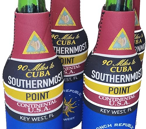 Conch Republic of Key West and the Florida Keys Insulated Bottle Huggers Drink Coolers Bottle Jackets Insulator Beverage Huggie Coolers (2 12 oz bottle coolers are included in this combo package)
