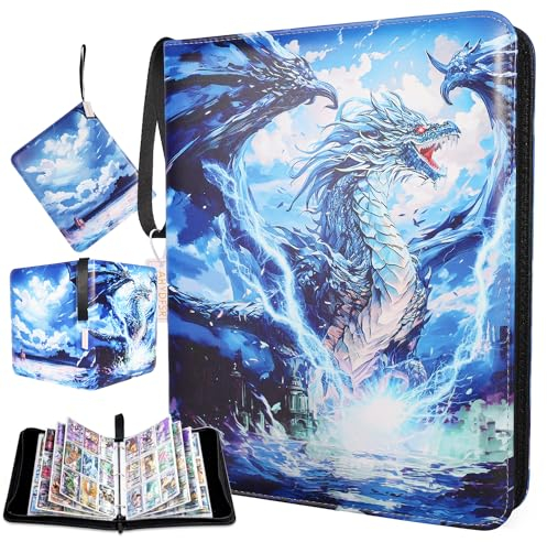 Classeur Carte Album, 900 Pochette Grand Cahier Rangement Album Carte Protege, Porte Carte, Classeur Compatible Avec Cartes, Classeur Carte à Collectionner, avec fermeture éclair, pour Cadeaux de Noël