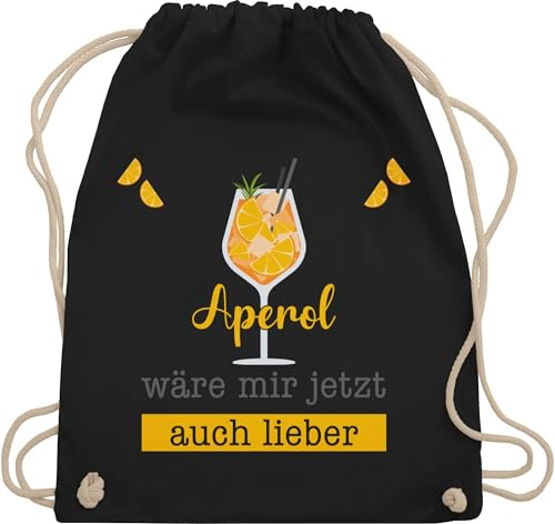 Turnbeutel Rucksack - Statement Taschen - Aperol wäre mir jetzt auch lieber - Aperol Geschenk Lustig - Unisize - Schwarz - spritz - sprüche statements cocktail stoffrucksack tour beutel spritzen