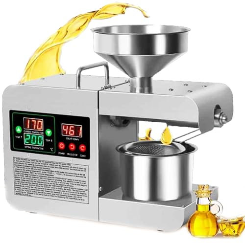 Qiang 820W ölpressmaschine Für Gewerbe Und Haushalt ölmühle Edelstahl-Oil Extractor Kalt-/Heiß Bio-öl ölpresse,Intelligente 40-240℃-Temperaturregelung Mit LCD-Digitalanzeige,110V