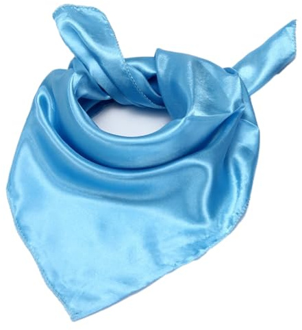 Whakano Einfarbig Seidenschal Damen 50x50cm,Elegante Seidentuch Kopftuch,Bandana,Quadratische Schals,Klein Weich Quadratisch Seidenschal,Handgelenkriemen,Stirnbänder,Geschenkfür Damen Frauen,Hellblau