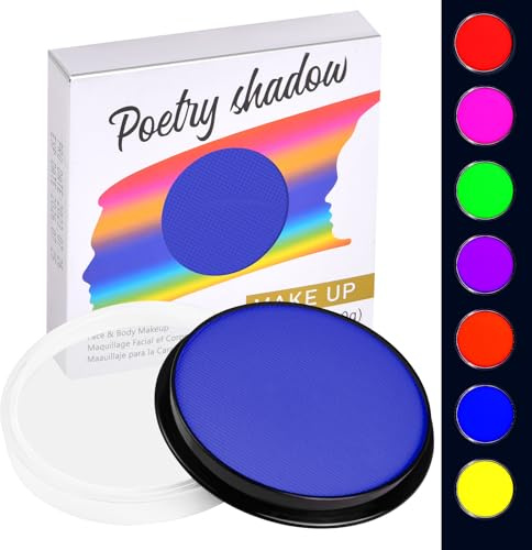 LOPHE UV Kinderschminke Set, 30g Neon UV Bodypainting Kinder, Waschbar Theaterschminke Körperfarbe, Gesichtsfarbe Kinderschminke für Make up Karneval & Halloween (22# Fluoreszierendes Blau)