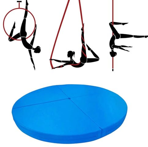 Pole Dance Matte Sicherheits-Crashmatte für Aerial Hoop/Yoga/Pole Dance, Runde, Rutschfeste, Dicke Schutzmatte für Das Fitnessstudio Zu Hause, Art Fitness Stripper Pole Dance Matte(Blue,180cmx3cm(70.8