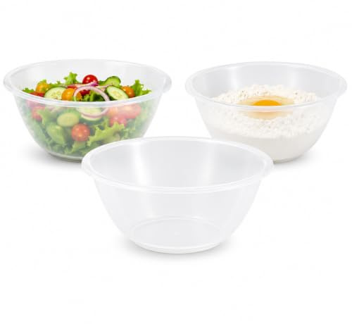 ZOPPER 15cm Clear Plastic Mixing Bowls Pack of 3 | 1L BPA-Free Kitchen Bowls for Mixing, Baking, Food Preparation, Salad, Serving & Storage – Lightweight & Durable