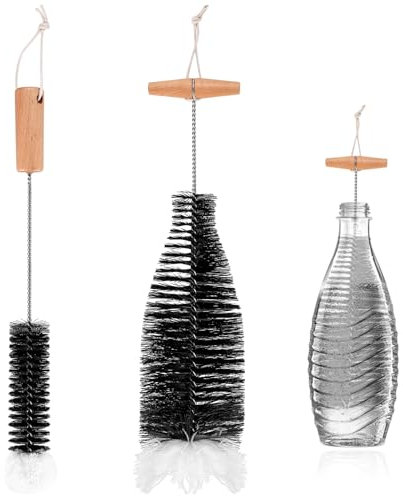 2 Pz Spazzola Bottiglie Pulizia Compatibile con SodaStream Bottiglie Vetro, Spazzola per Borraccia Pulizia, Scovolino Bottiglie Compatibile con Sodastream Bottiglie di Vetro per Soda Stream Acqua