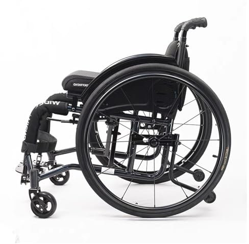 NRNQMTFZ Sportrollstuhl,Folding tragbarer Rollstuhl mit Handbremse,Ultra-Light Transport-Rollstuhl,Rollstühle mit Selbstantrieb,12kg,Sitzfläche 36/38/40/42Cm(Seat Width 36cm,Black)