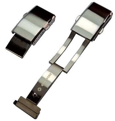 Fibbia Clasp Orologio da 16mm Acciaio Inox 316 Chiusura Bracciale Cinturino Jubilee Oyster President Shark Mash Milano Buckle compatibile Universale doppio pulsante chiusura micro regolazione 5 fori
