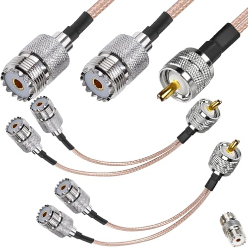 Xiatiaosann UHF Male to dual Female Splitter Cable, UHF Splitter PL-259 to dual SO239 RG316 Coaxial Cable, for HAM CB Radio Antenna Analyzer Dummy Load SWR Meter(15cm)