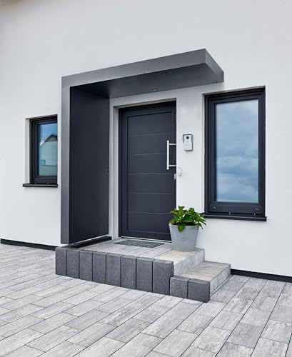 Gutta Rechteckvordach BS Plus 200 mit Seitenteil Links - Anthrazit mit Melder | Maße: 200 x 90 x 15,5 cm und Seite 220 x 90 x 14,5 (BxTxH)