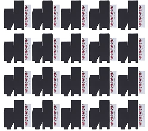 20pcs Black Wedding Present Box with Floral Stickers | Happy Wedding Bridesmaid Proposal Box | 10x10cm Sturdy Present Box for Cakes/Jewelry/Perfume | Includes 20 Stickers