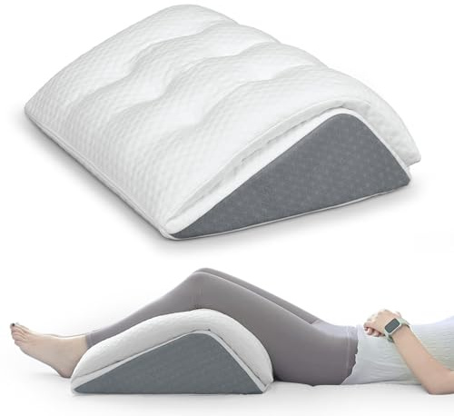 Shinnwa Knee Wedge Pillow, Convertible Knee Pillow for Legs Post Surgery, Knee Support, Leg Elevation, Dual-Layer Memory Foam Triangle Pillow for Back Sleeping, 60 x 48 x 20.3cm