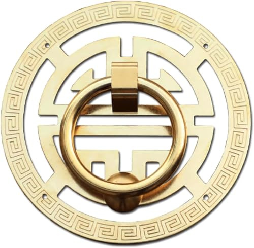 VUIKLCty Battente per porta d'ingresso, in ottone, stile vintage, per porta in legno, decorazione per porta di casa, montaggio superficiale (ottone, 10 cm)