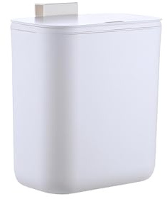 Relaxdays Küchenmülleimer, 9 L, hängender Komposteimer, für Biomüll & Restmüll, Türmüllbehälter, Kunststoff, weiß
