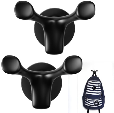 WEFHEF2PCS Ganchos Magnéticos con Doble Gancho, Gancho Magnético de Metal | con Capacidad para 3 kg , Imanes Fuertes con Ganchos Moderno, para Techo, Baño, Cocina, Garaje, Nevera, Negro
