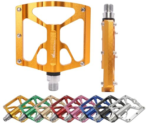 IMPALAPRO Pedales Bicicleta Aluminio CNC Ultraligeros 320 g – Pedales Plataforma Media 97×92 mm con Eje CR-Mo Sellado y 10 Pins INOX Extraíbles Antideslizantes