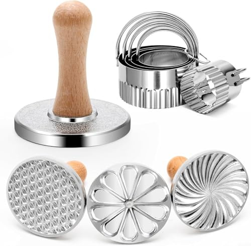 Set di formine per biscotti in metallo, manico in legno, 3 modelli di timbri da forno per biscotti in lega di alluminio per uso domestico e giardino