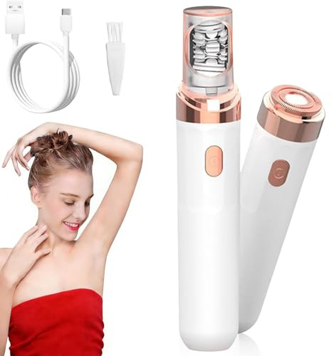 Epilatore Viso Donna Elettrico Ricaricabile 2 In 1 Con Luce Led. Rimozione Precisa E Indolore Per Viso, Mento E Labbro Superiore, Delicato Sulla Pelle Sensibile. (Bianco)