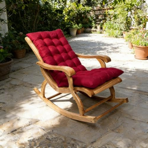Highdi Coussin de Chaise Longue à Dossier 120x50cm, Coussin Bain de Soleil, Doux Rembourré avec Attaches Antidérapantes pour Transat Jardin Plage Salon Intérieur Extérieur (Bordeaux,120x50x8cm)