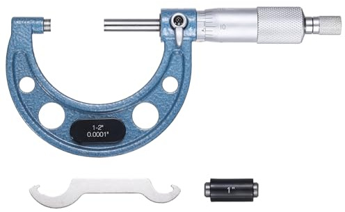 QUARKZMAN Außenmikrometer 1-2 Zoll Bereich +/-0,0001 Zoll Genauigkeit Mikrometer Mit Ratsche Stopp Metall Industrietaugliches Präzisionsmesswerkzeug Für Mechaniker Ingenieur Blau