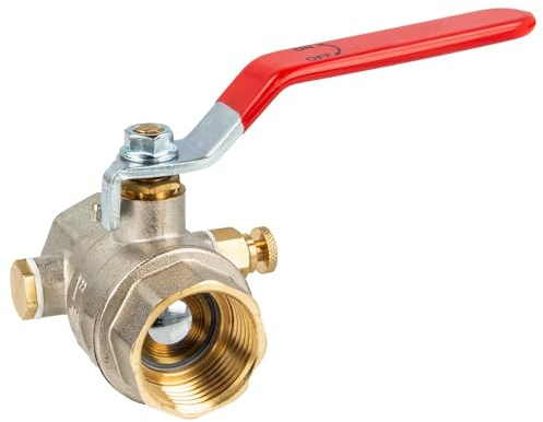 tecuro Kugelhahn 1 1/4 Zoll mit Entleerung - DN 32, beidseitig Innengewinde nach ISO 228/1, Temperaturbereich von -5°C bis +100°C, Messing
