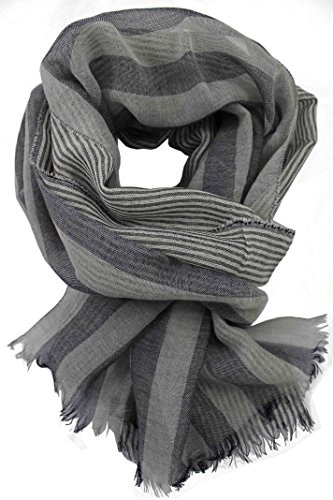 Rotfuchs Schal Sommerschal Webschal Streifen modisch marine grau 100% Wolle (Merino) R747