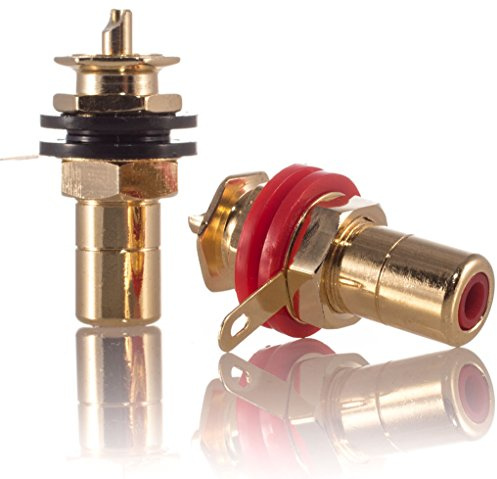 Hifi Lab Cinch Einbau-Buchse 24-k vergoldet Sich Buchse RCA Audio High-End Verbinder Plug Jack Chinch Anschluss Premium 2X