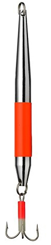 Fladen Haken Pilker, günstiger und fängiger bleifreier Pilker im neuen Look, Silber-rot, Gewichte von 200g - 600g