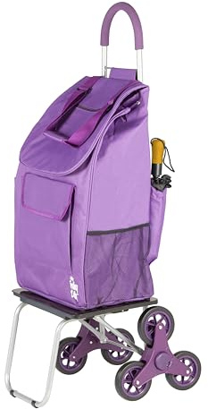 dbest products 01-757 Stair Climber Bigger Trolley Dolly, Purple Grocery Shopping Foldable Cart Condo Apartment
