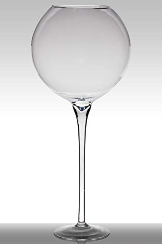 INNA-Glas Bodenvase Glas Lenora auf Standfuß, Kugel - rund, klar, 100cm, Ø 21cm - Ø 39,5cm - Kugel Vase - Kerzenglas