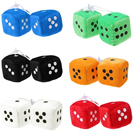 Mentin Würfel zum Aufhängen am Spiegel, Retro-Design, quadratisch, aus Plüsch, mit Punkten, für Auto, Dekoration, Geschenk, 2 Stück, Blau