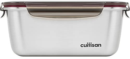 CANDL Cuitisan (Flora) Frischhaltedose aus rostfreiem Edelstahl mit Clipverschluss-Deckel, rechteckig, mikrowellengeeignet, EC7-SS08 800ml