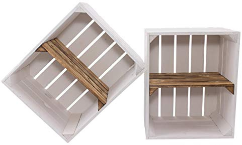 Kontorei® ny vit/vit fruktlåda med inläggningsby/mellanskiva i kvav 50 cm x 40 cm x 30 cm 1er 2er 3er 4er 6er 8er 9er 12 set skohylla trälåda vinlåda hylla vägghylla låda