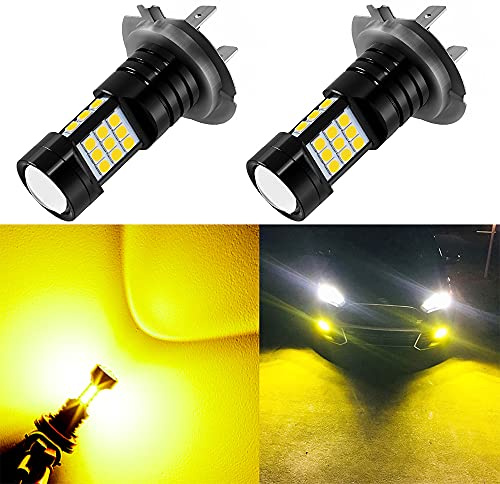 AUXLIGHT H7 LED Fog Light DRL Bulbs, 2400 Lumens Extremely Bright H7LL Bulbs Replacement for Cars, Trucks, Golden Yellow
