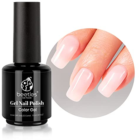 Beetles UV Gel Nagellack Transparent Rosa, 15ml Nacktes Nagellack Rosa Champagner UV LED Maniküre DIY Gel Nagelkunst Design Geschenk für Anfänger