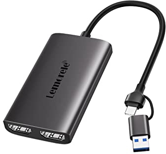 Capture Card, Lemorele Video Capture Card Loop-Out USB C auf HDMI, 1080P@60Hz HDMI Zero Latency Live Streaming, USB to HDMI Game Capture Card für TikTok, YouTube, PS5/PS4, Switch, Xbox, und OBS
